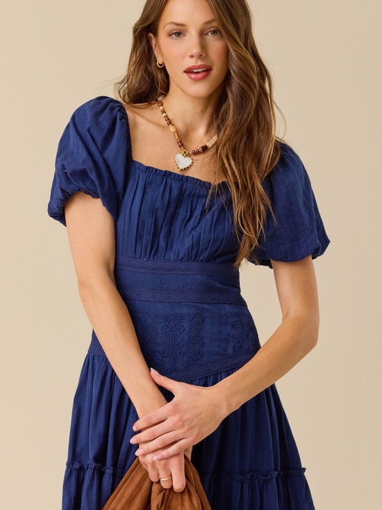 Altar'd State Dresses & Skirts - Altar'd State Blue Puff-Sleeve Maxi Dress